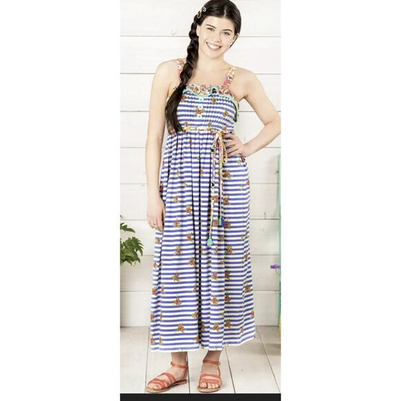 Matilda Jane 435 Girl's Adventure Begins Endless Summer Striped Maxi Dress sz 12 - Picture 1 of 6